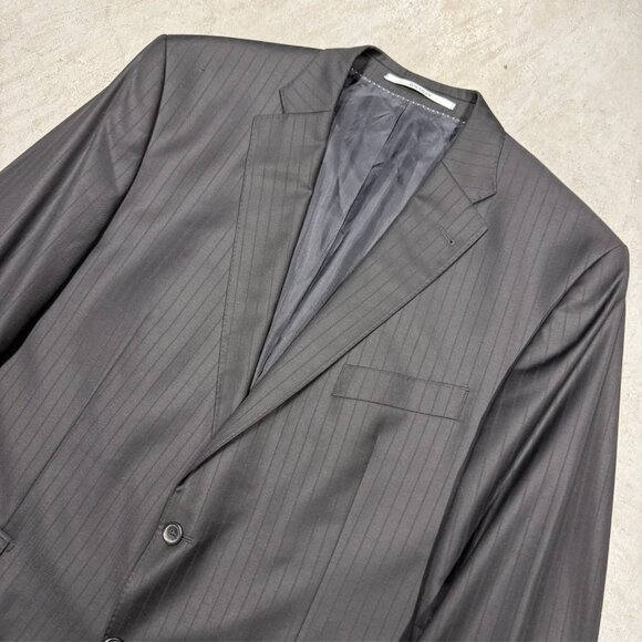 Baumler Loro Piana Suit 130s Four Seasons Wool Striped 2pc Grey 48R 42x30 - Picture 2 of 15